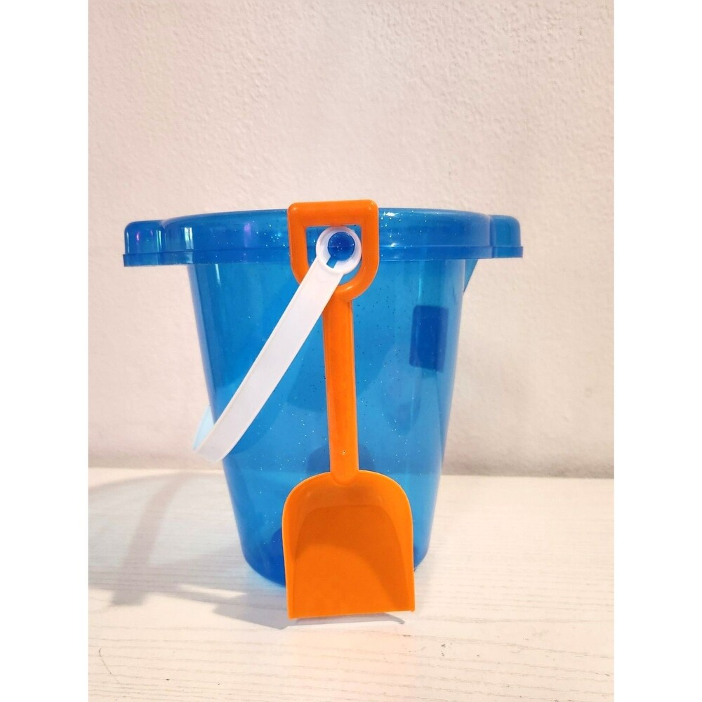 Sand Buckets 8'' neon blue color with Shovels 8'' orange for Kids Beach 2 piece